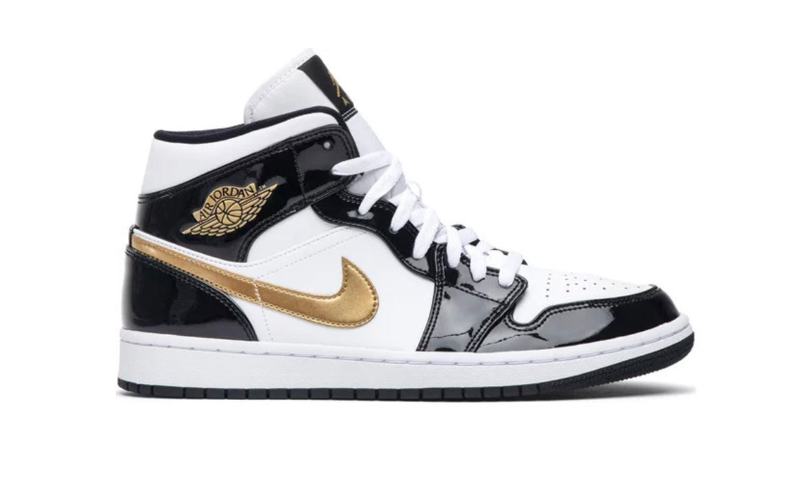 Jordan 1 Mid Black Gold GS
