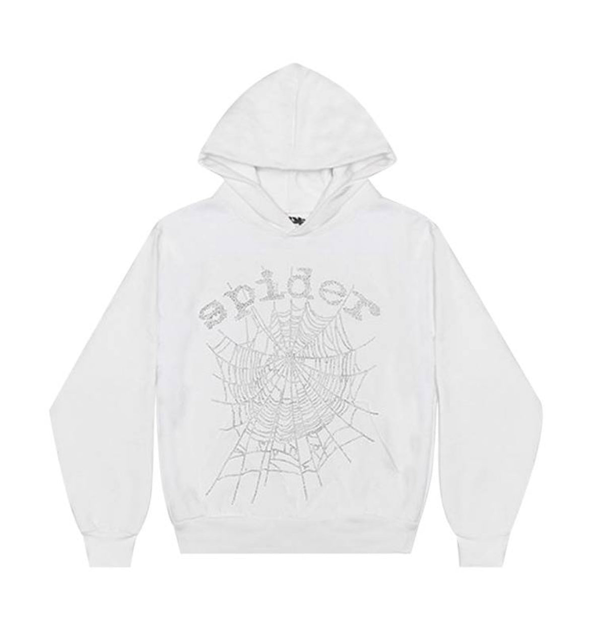 Sp5der OG Rhinestone White Hoodie
