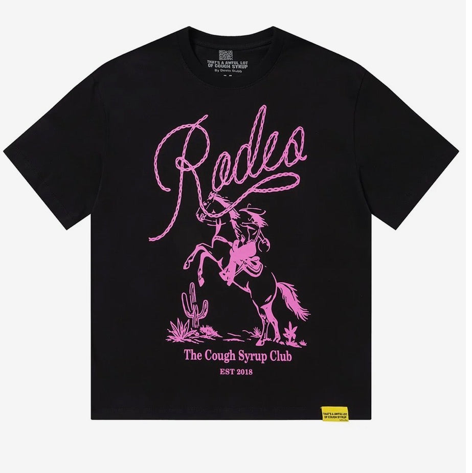 Awful Lot Of Cough Syrup Rodeo Pink/Black Tee