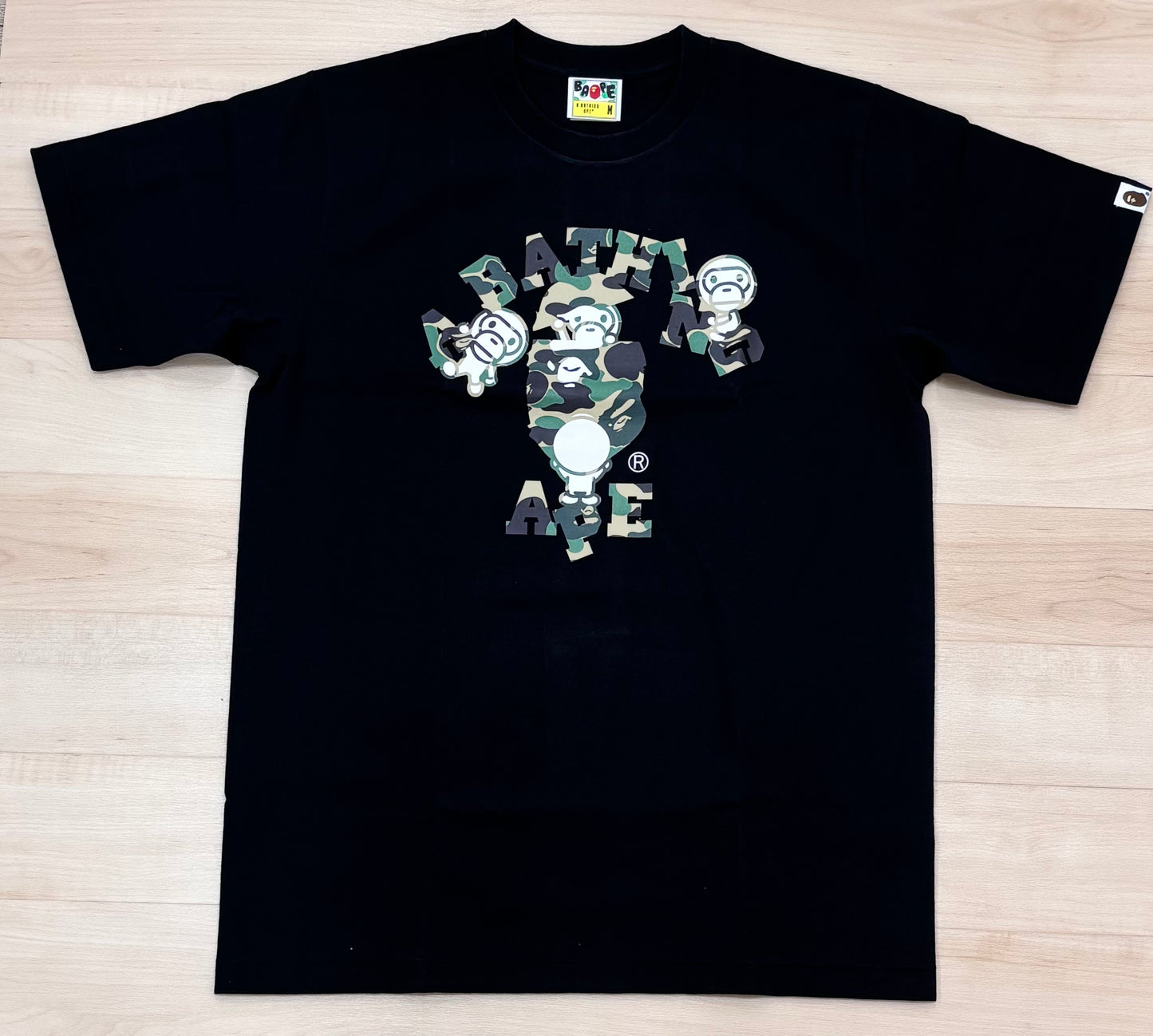 Bape Camo College Tee Black/Green With Baby Milo’s