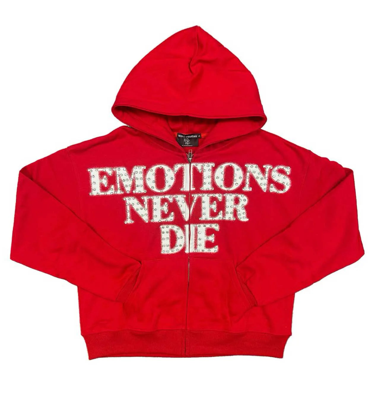 Mixed Emotion Red END Rhinestone Hoodie