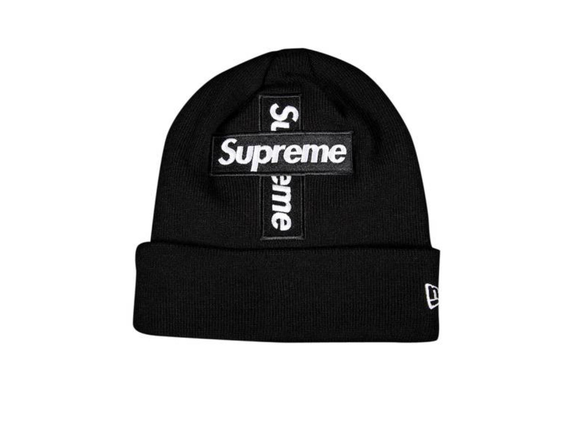 Supreme x New Era Cross Box Logo Beanie Black