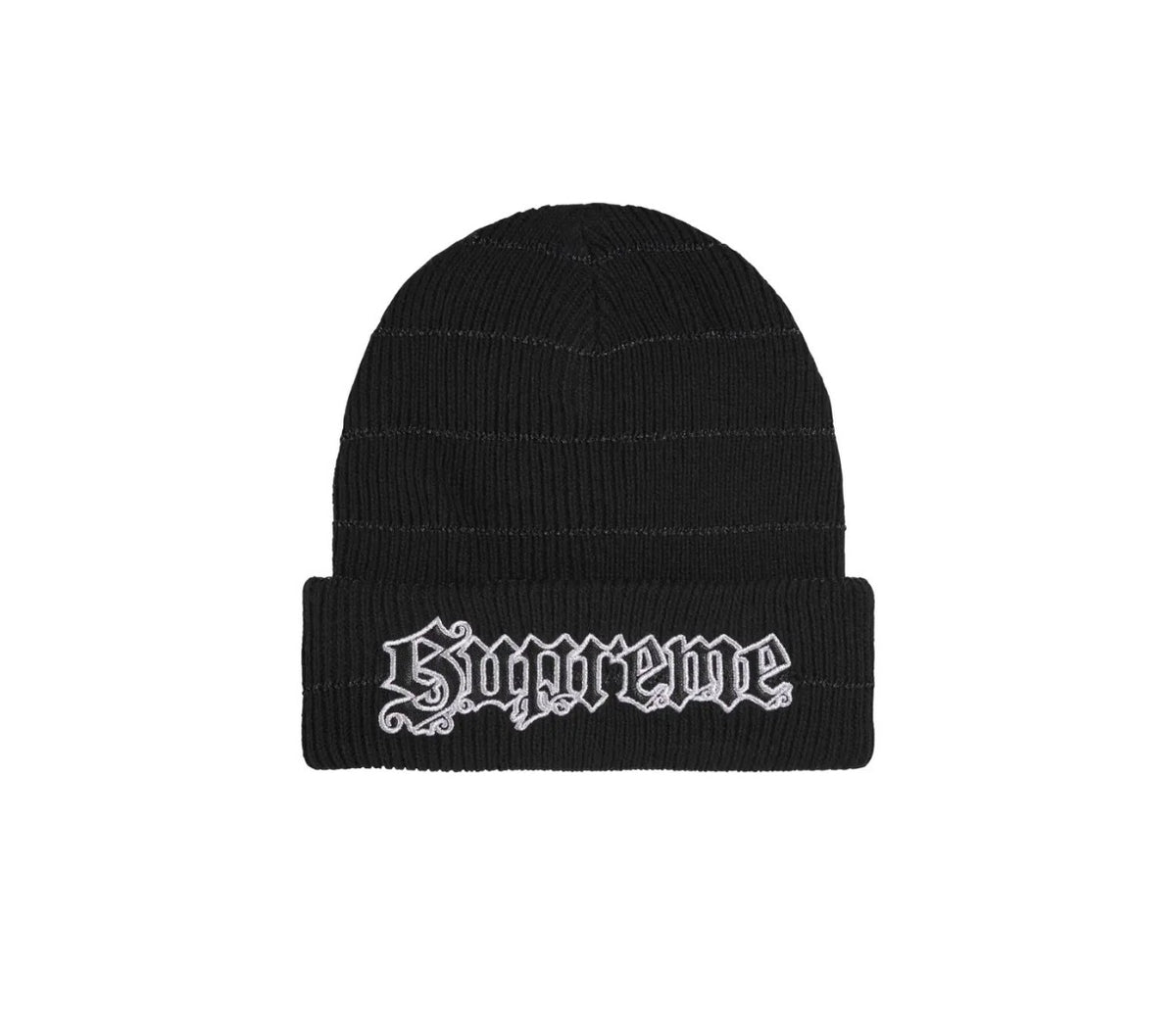 Supreme Metallic Stripe Beanie Black