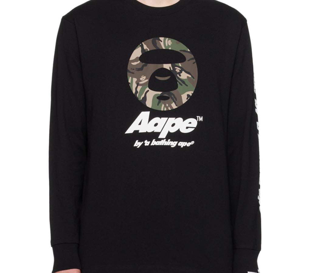 AAPE BAPE Black Printed Long Sleeve T-Shirt