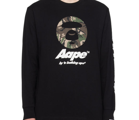 AAPE BAPE Black Printed Long Sleeve T-Shirt