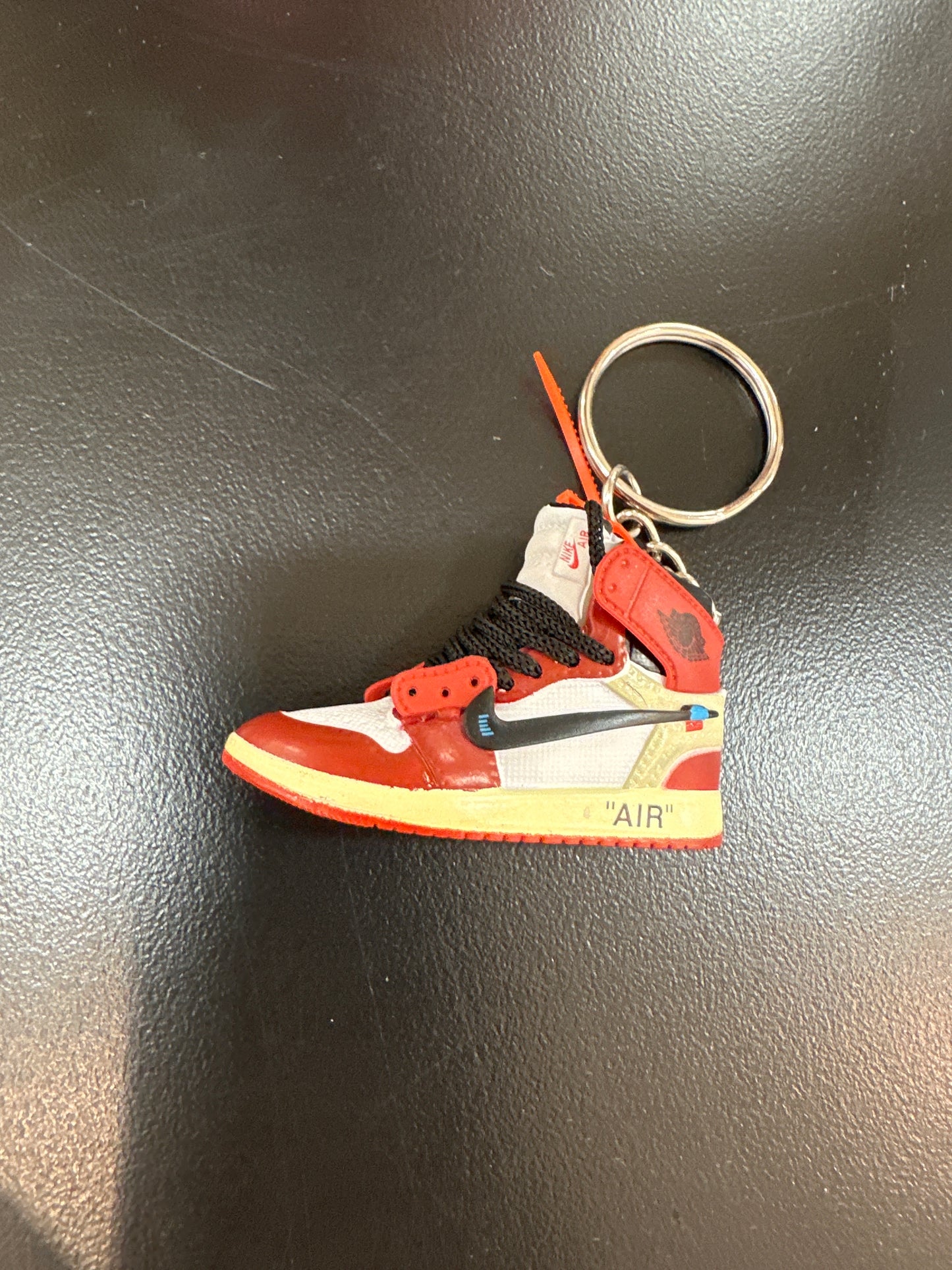 Off White Jordan 1 Red Black Laces Keychain