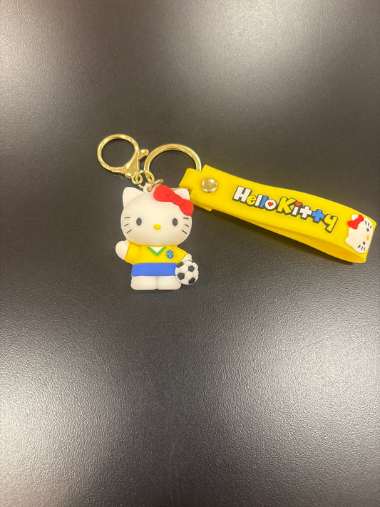 Hello Kitty Yellow Soccer Keychain