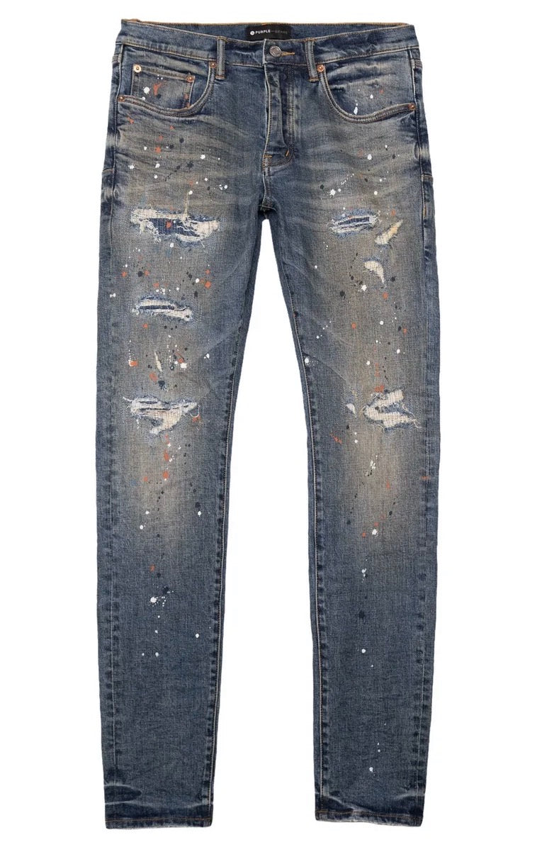 PURPLE BRAND Indigo Paint Repair Jeans