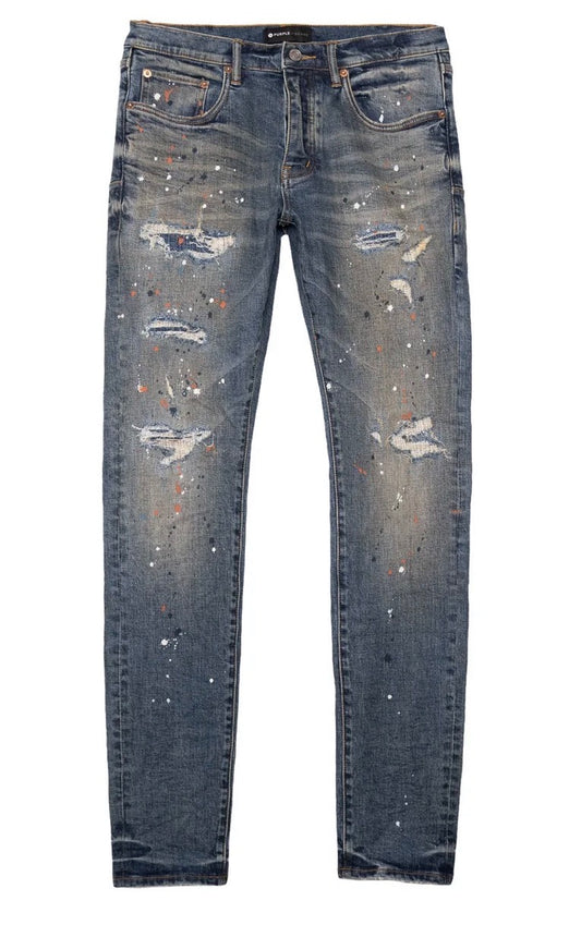 PURPLE BRAND Indigo Paint Repair Jeans