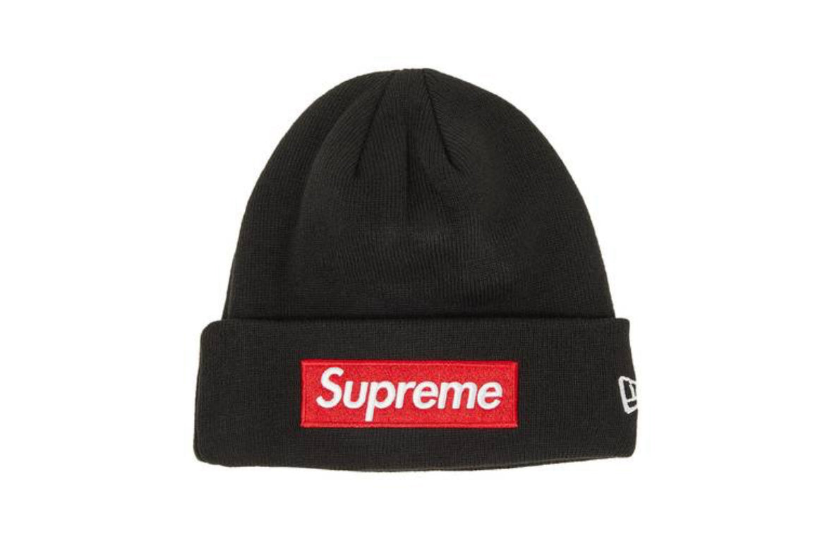 Supreme x New Era Red Box Logo Beanie Black