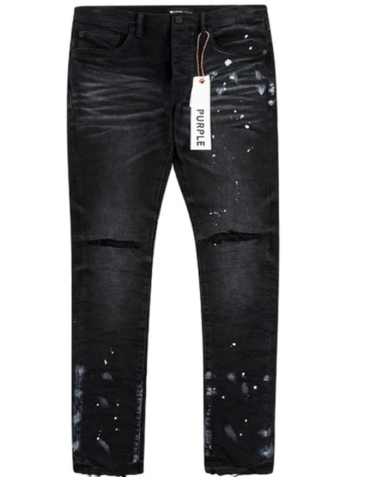 PURPLE BRAND Black Resin Slit Jeans