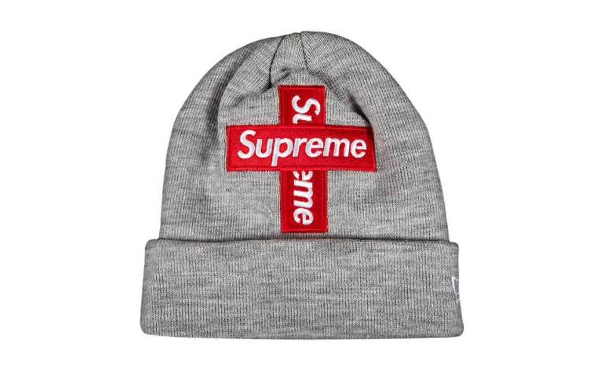 Supreme x New Era Cross Box Logo Beanie Heather Grey