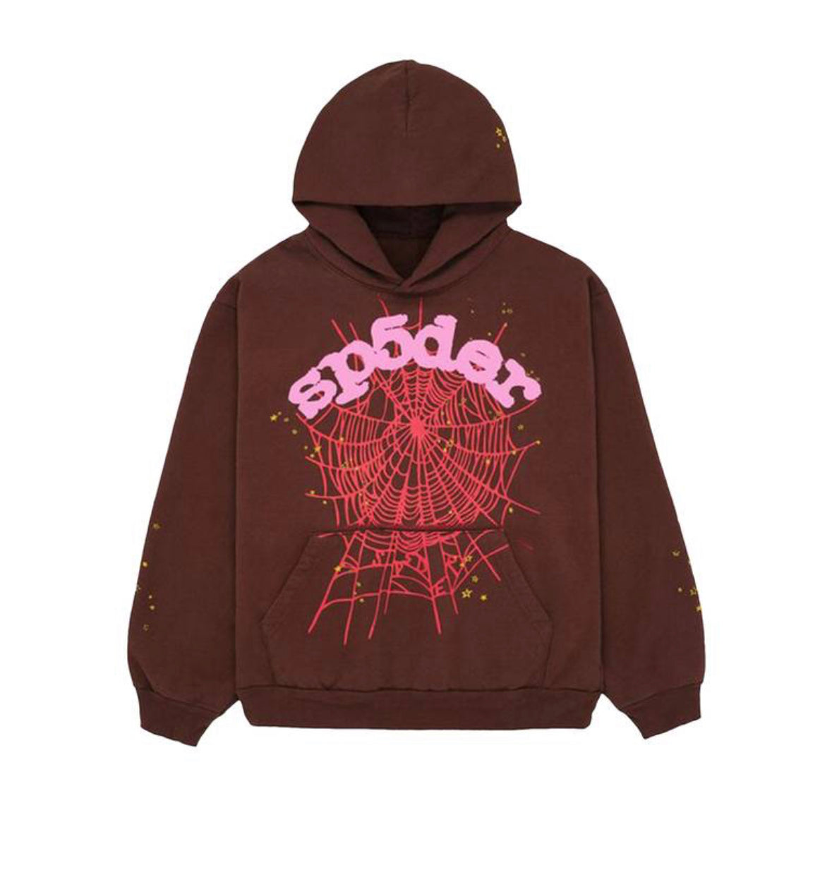 Sp5der Brown Web Hoodie