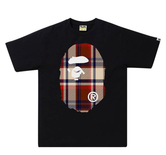 Bape Check Big Ape Head Tee Black