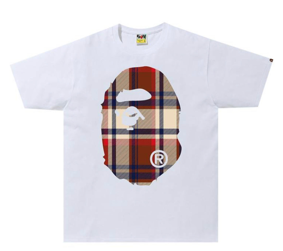 BAPE Check Big Ape Head White/Red Tee