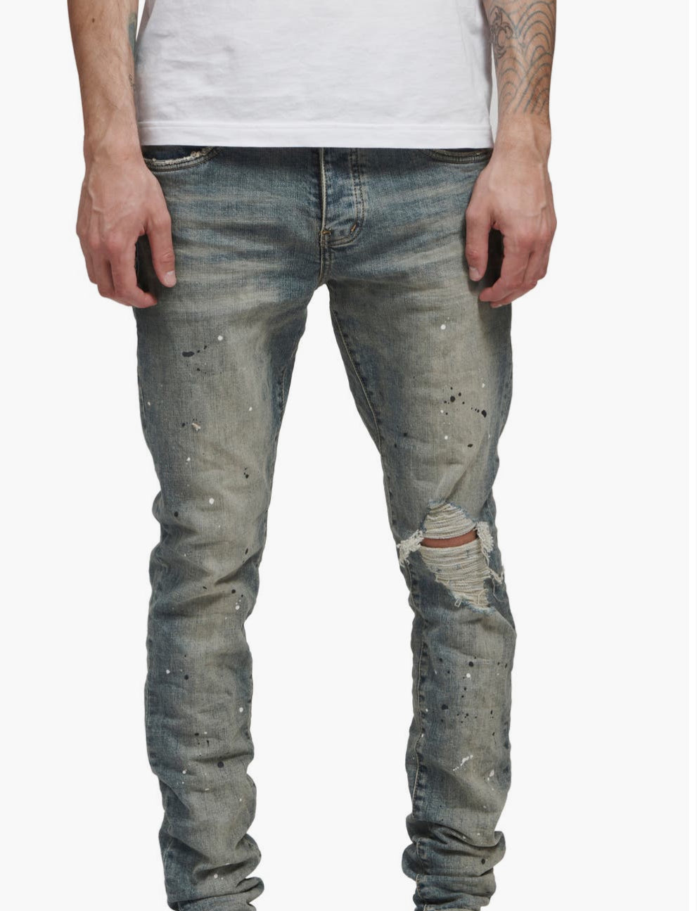 PURPLE BRAND JEANS Mid Indigo Destroy