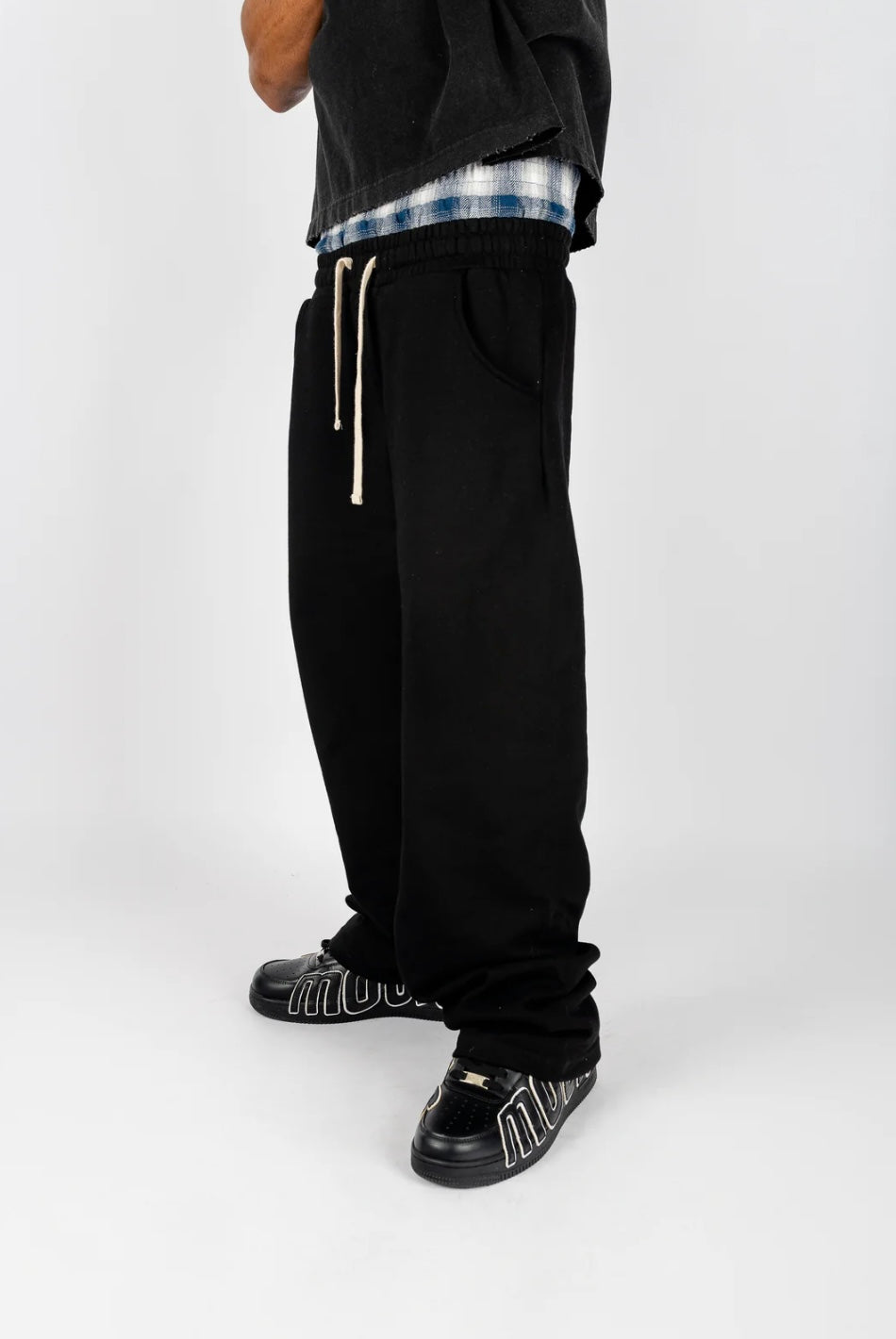 The Label Double Waisted Sweatpants Black