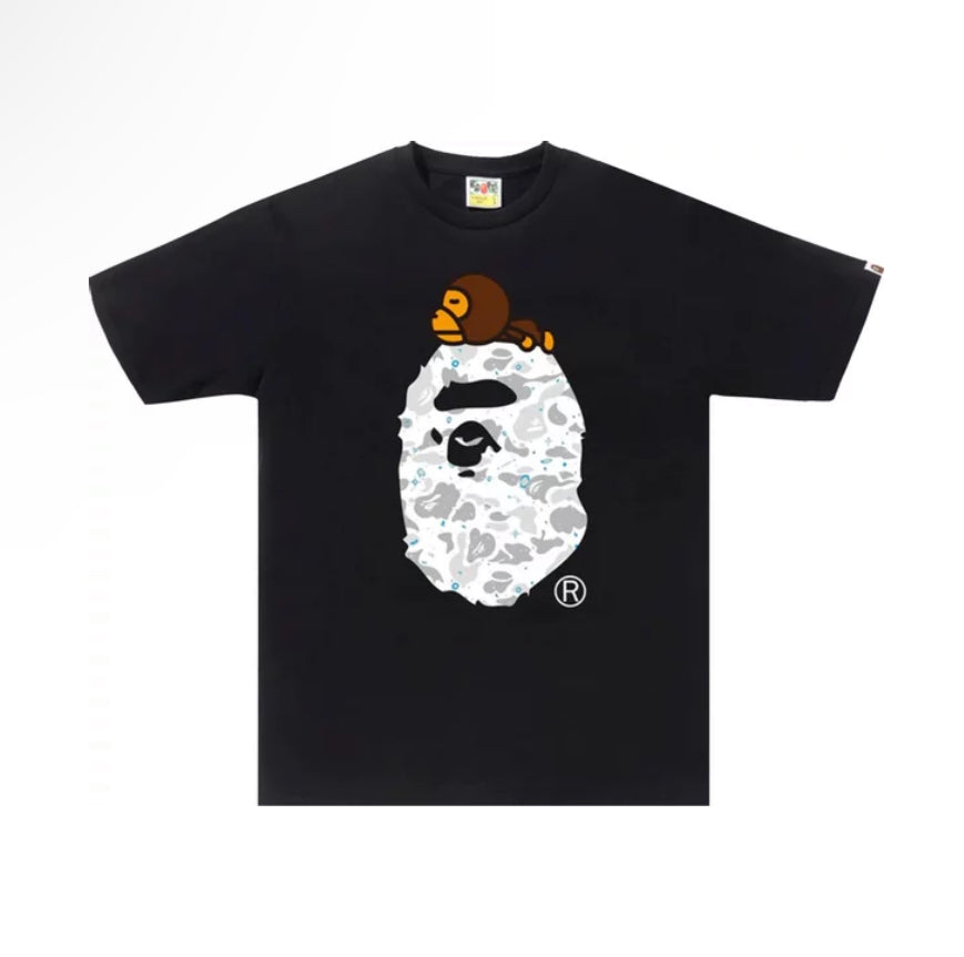 BAPE Space Camo Baby Milo On Big Ape Tee Black