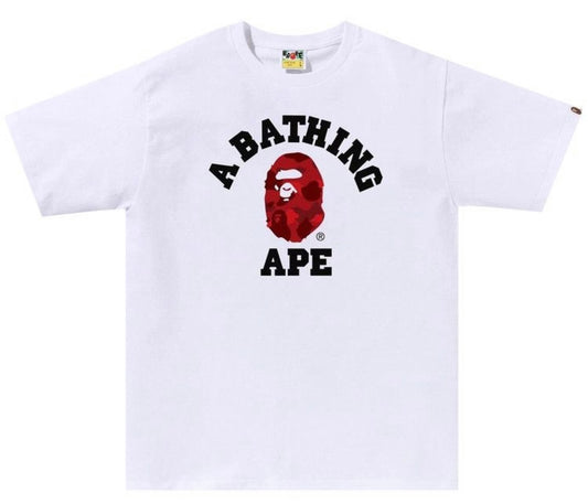 BAPE Color Camo College Tee White Red Black