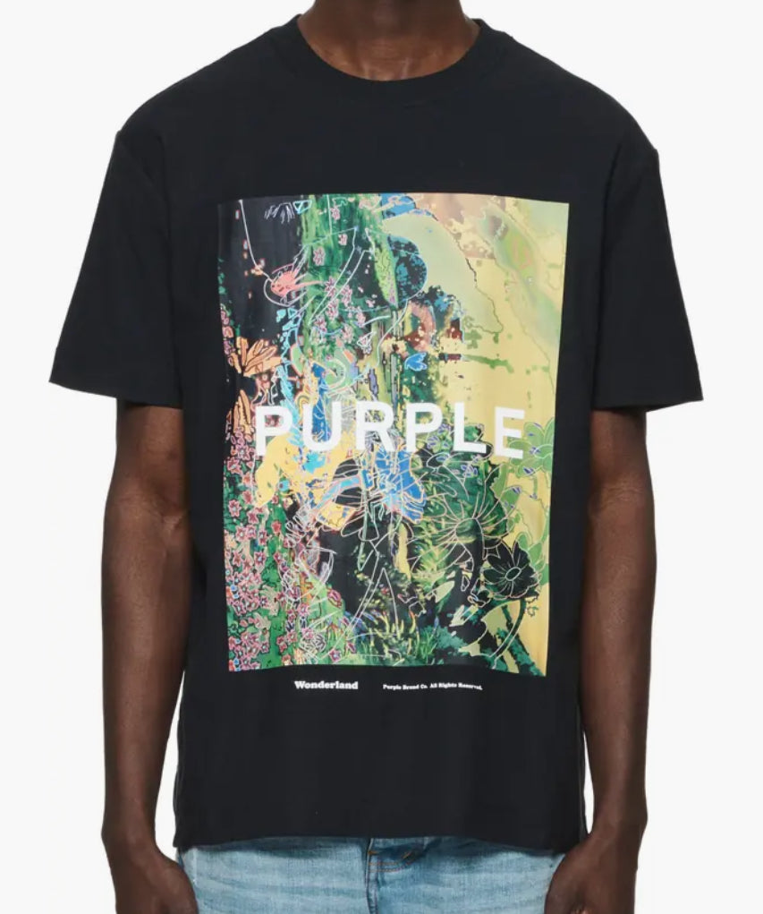 PURPLE BRAND Floral Textured Graphic T-Shirt