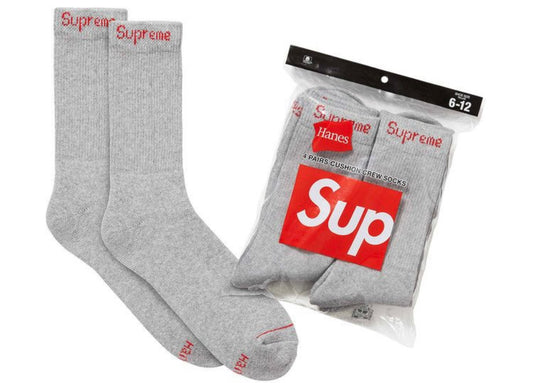 Supreme Hanes Crew Socks Grey