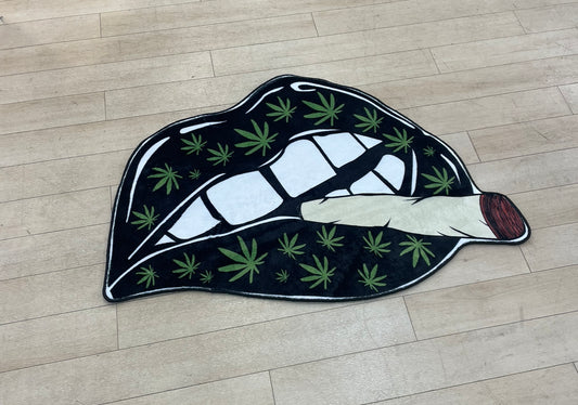 Weed Lips With Blunt Rug