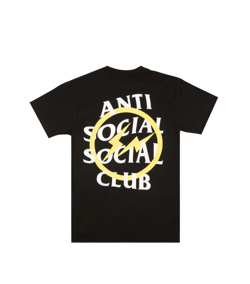 Anti Social Social Club x Fragment Design Yellow Bolt Black Tee