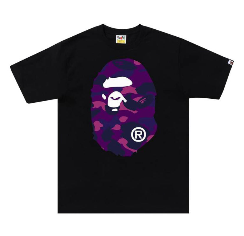 Bape Camo Big Ape Head Black/Purple Tee