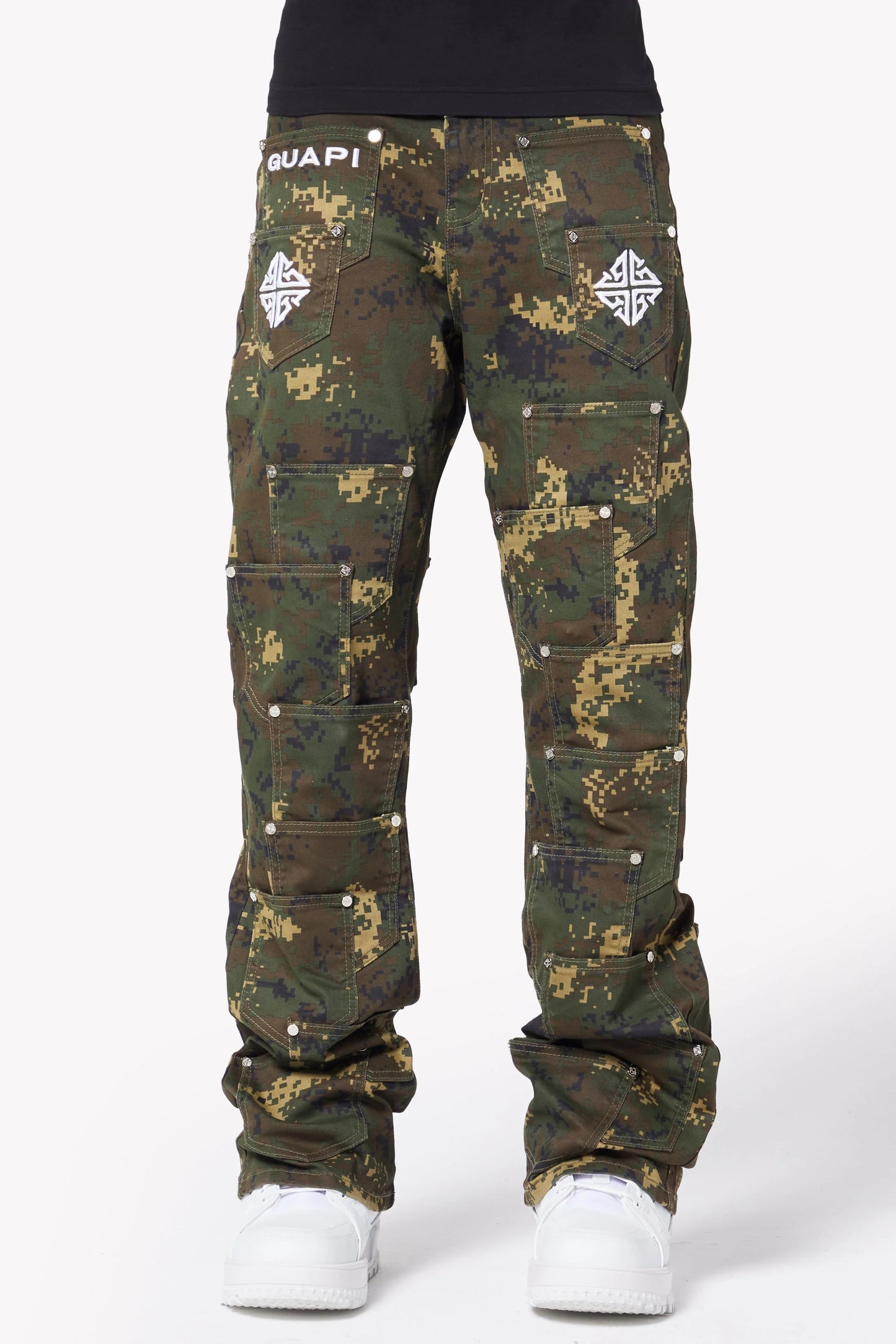 Guapi Camo Pocket Flared Denim