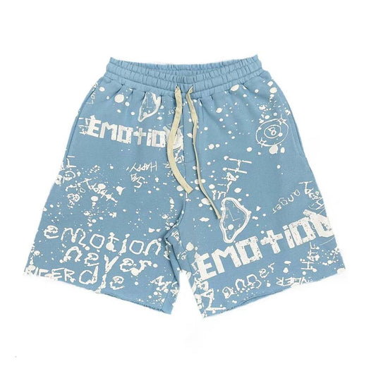 Mixed Emotion Blue Graffiti Shorts