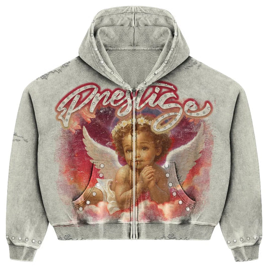 Prestige Red Grey Angel Hoodie