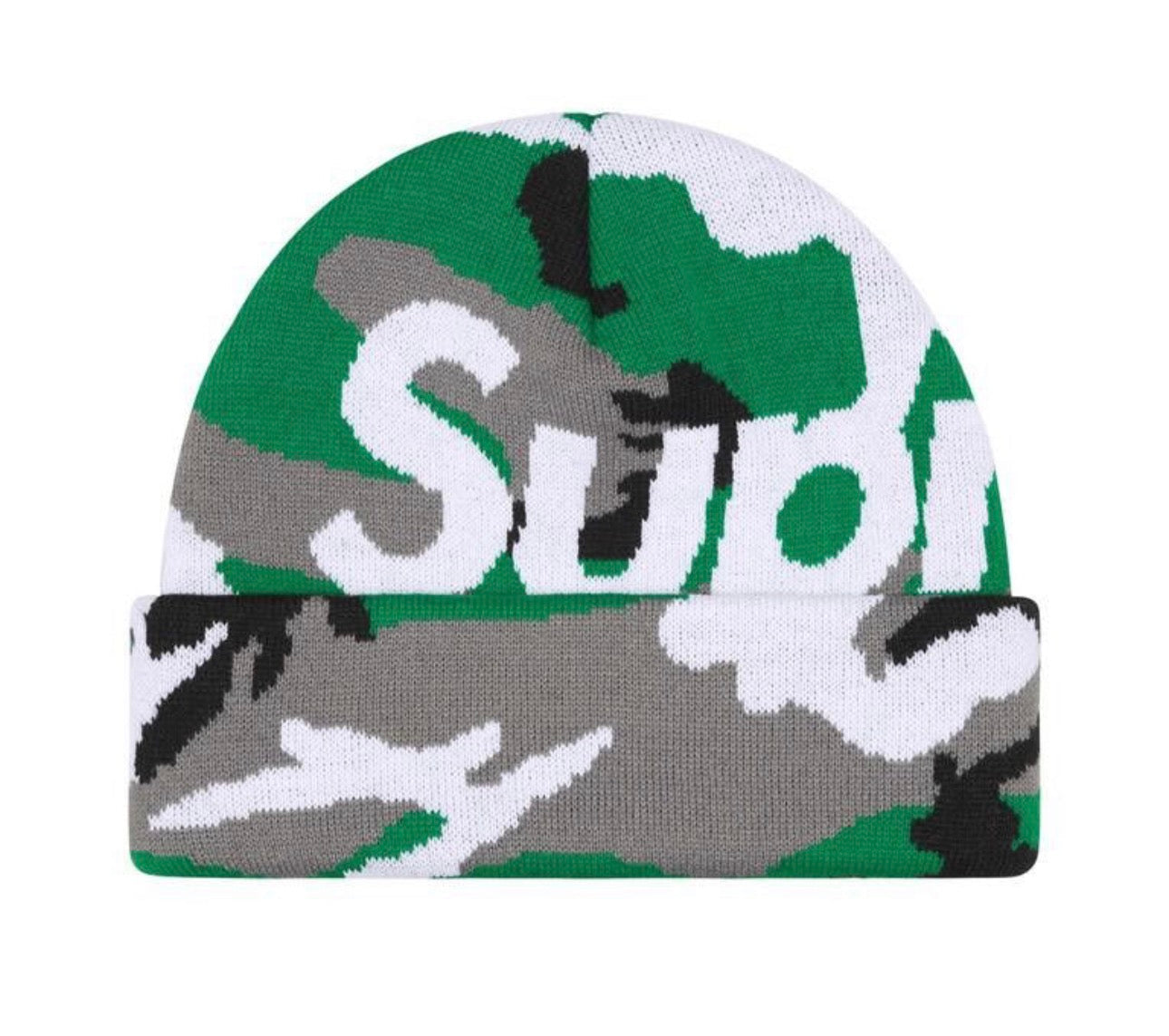 Supreme Big Logo Beanie Green Camo