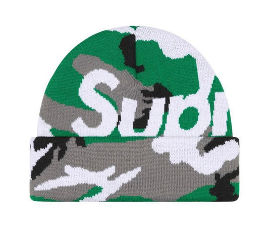 Supreme Big Logo Beanie Green Camo