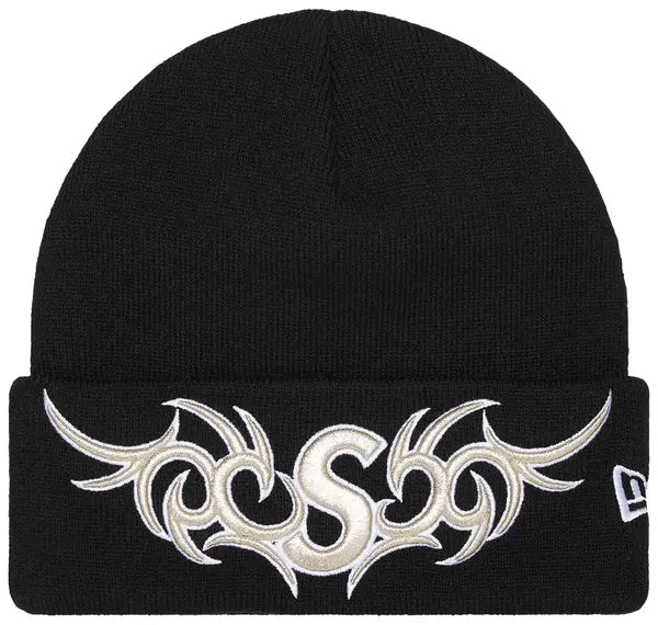 Supreme New Era Tribal S Logo Beanie Black Silver