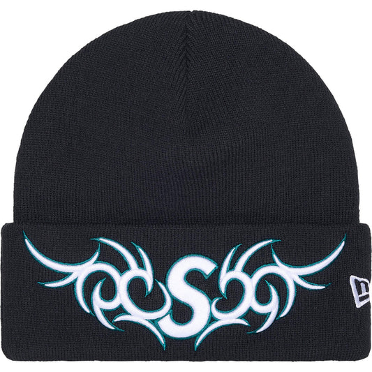 Supreme New Era Tribal S Logo Beanie Black White Navy